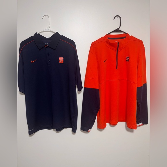 RARE 2 LOT Nike Mens XL Syracuse Orange Quarter Zip Blue Polo Short Sleeve Shirt - Picture 1 of 4